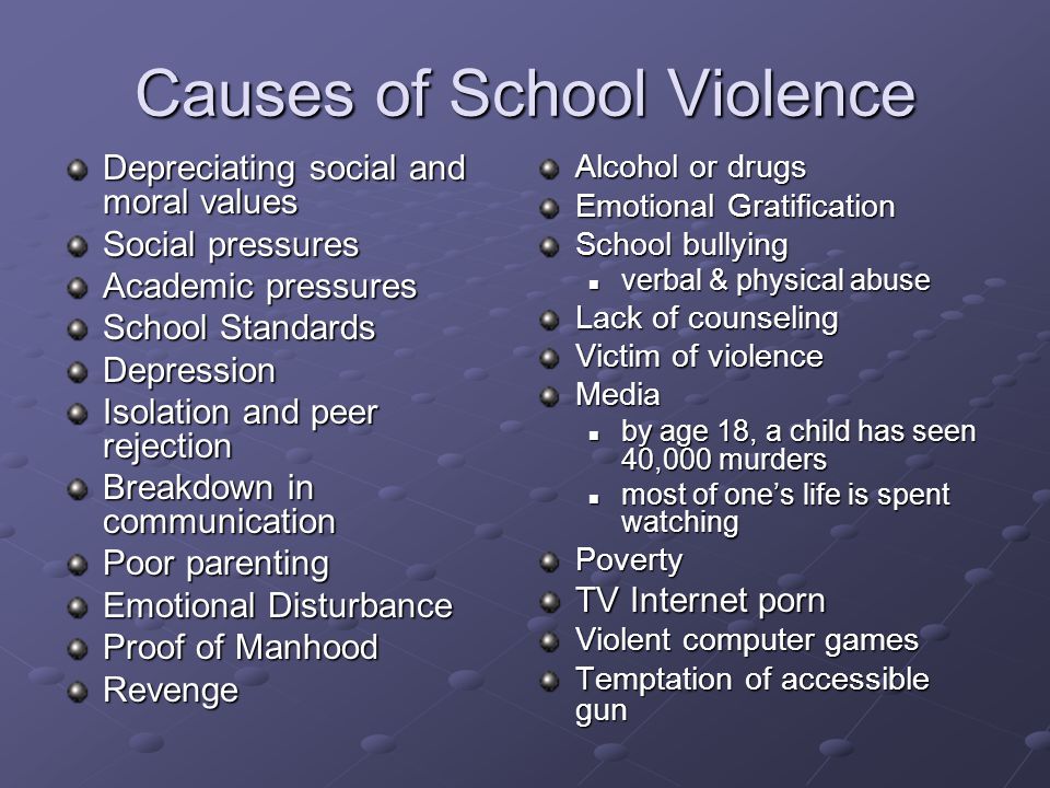 The common causes for school violence